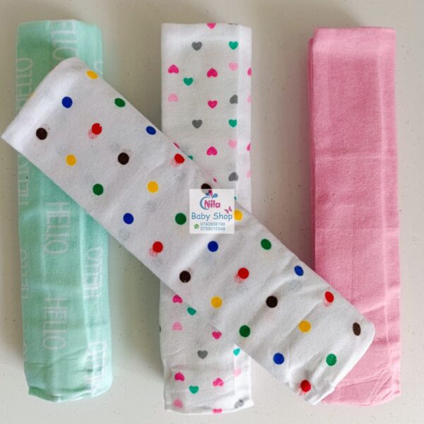 4 Piece Cotton Flannel Baby Receiving Wraps - Image 11