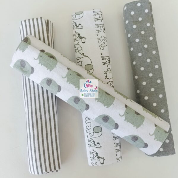 4 Piece Cotton Flannel Baby Receiving Wraps - Image 3