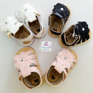 Cute Baby Girls' Summer Flower Sandals With Soft Sole and Hook and Loop Closure