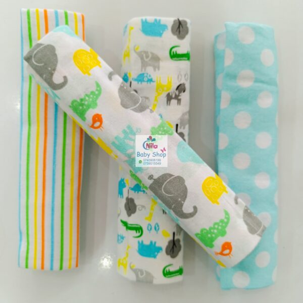 4 Piece Cotton Flannel Baby Receiving Wraps - Image 16