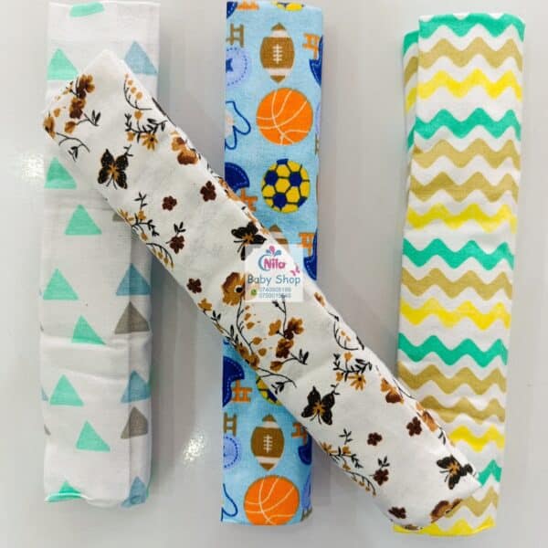 4 Piece Cotton Flannel Baby Receiving Wraps