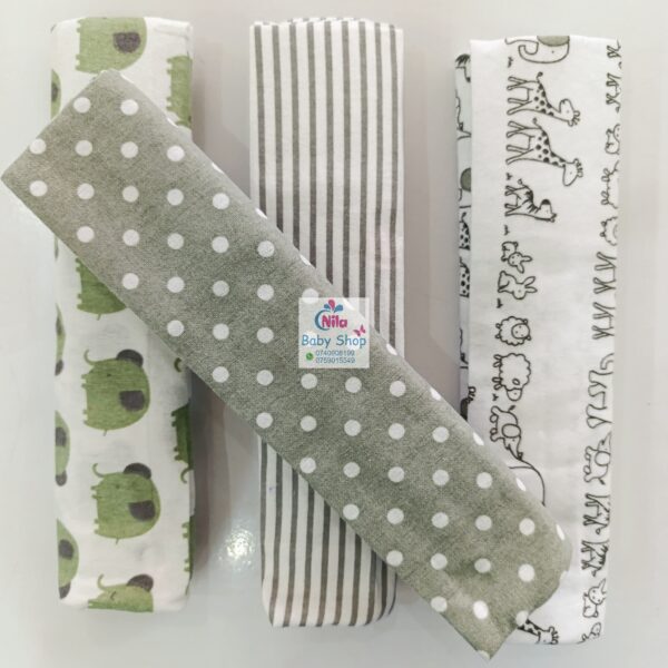 4 Piece Cotton Flannel Baby Receiving Wraps - Image 2