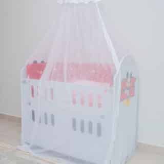 Cot Net for a Baby Crib with an Elastic Clip-on See Through Mesh Bed Cover Net Stand Rod