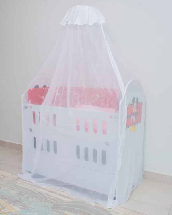 Cot Net for a Baby Crib with an Elastic Clip-on See Through Mesh Bed Cover Net Stand Rod