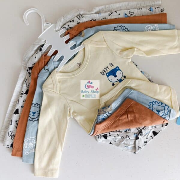 5 Pieces Set Of Long Sleeved Baby Boy Bodysuits / Onesies - Image 6