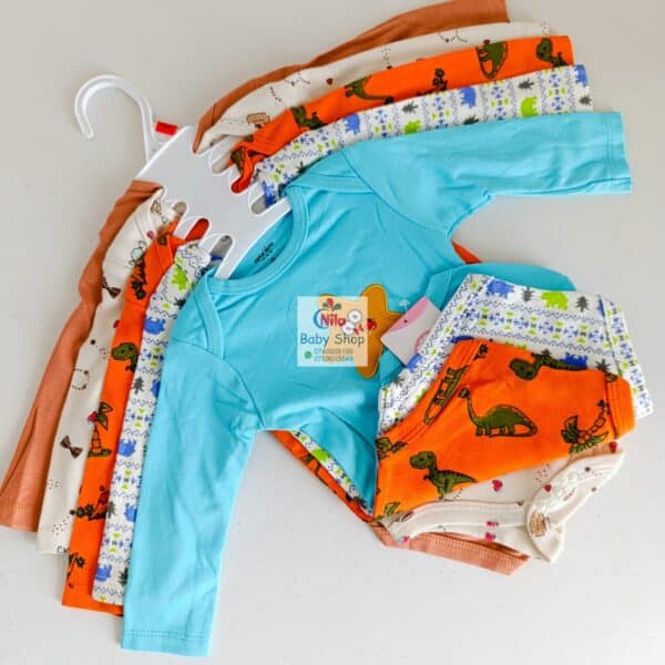 5 Pieces Set Of Long Sleeved Baby Boy Bodysuits / Onesies - Image 5