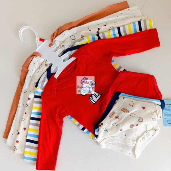 5 Pieces Set Of Long Sleeved Baby Boy Bodysuits / Onesies - Image 4