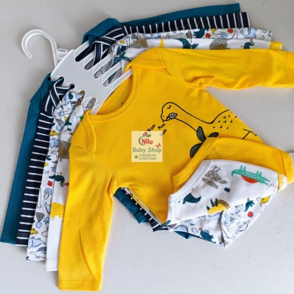 5 Pieces Set Of Long Sleeved Baby Boy Bodysuits / Onesies - Image 3