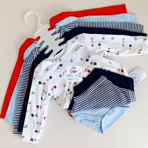 5 Pieces Set Of Long Sleeved Baby Boy Bodysuits / Onesies