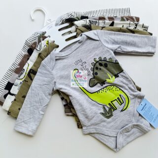 5 Pieces Set Of Long Sleeved Baby Boy Bodysuits / Onesies