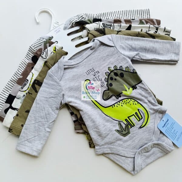 5 Pieces Set Of Long Sleeved Baby Boy Bodysuits / Onesies