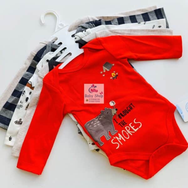5 Pieces Set Of Long Sleeved Baby Boy Bodysuits / Onesies - Image 4