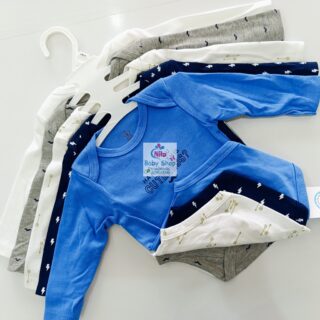 5 Pieces Set Of Long Sleeved Baby Boy Bodysuits / Onesies