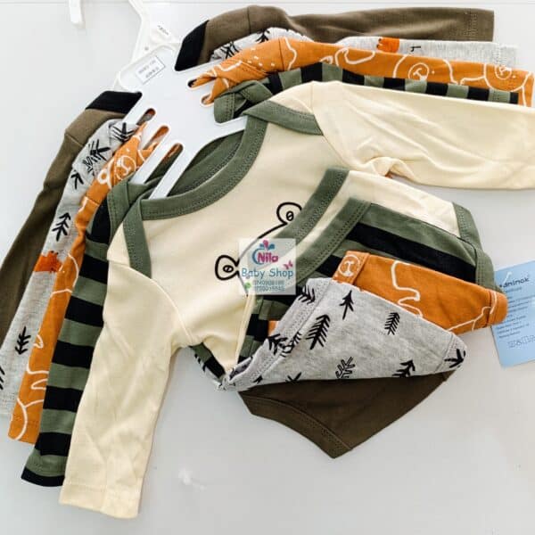 5 Pieces Set Of Long Sleeved Baby Boy Bodysuits / Onesies - Image 5
