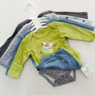 5 Pieces Set Of Long Sleeved Baby Boy Bodysuits / Onesies