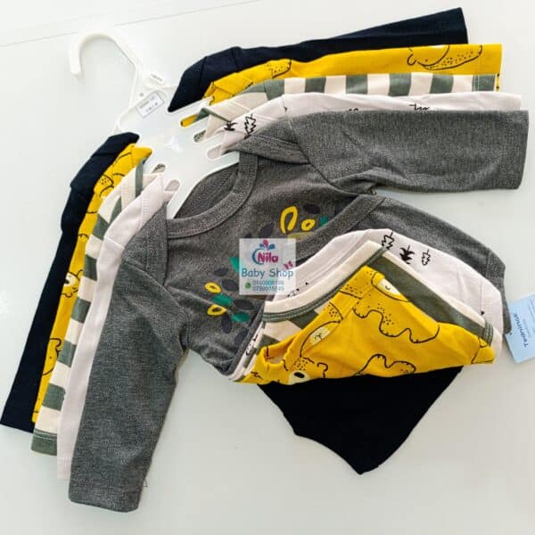 5 Pieces Set Of Long Sleeved Baby Boy Bodysuits / Onesies - Image 4