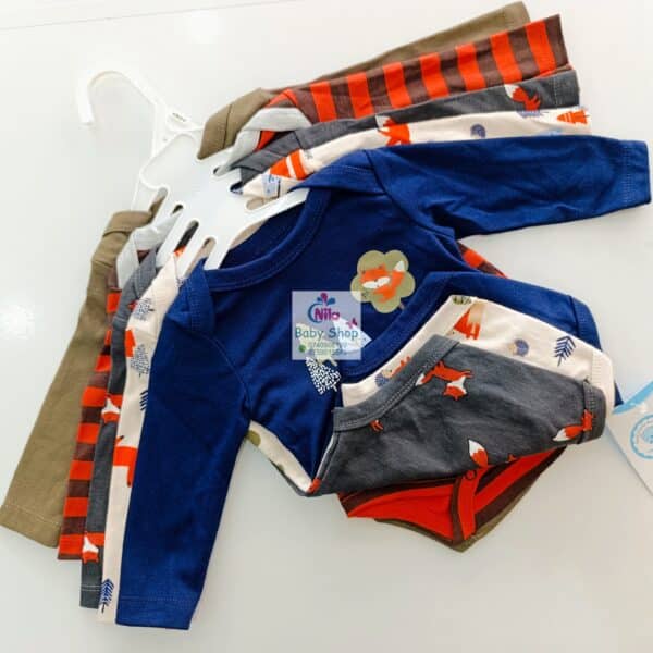 5 Pieces Set Of Long Sleeved Baby Boy Bodysuits / Onesies - Image 3