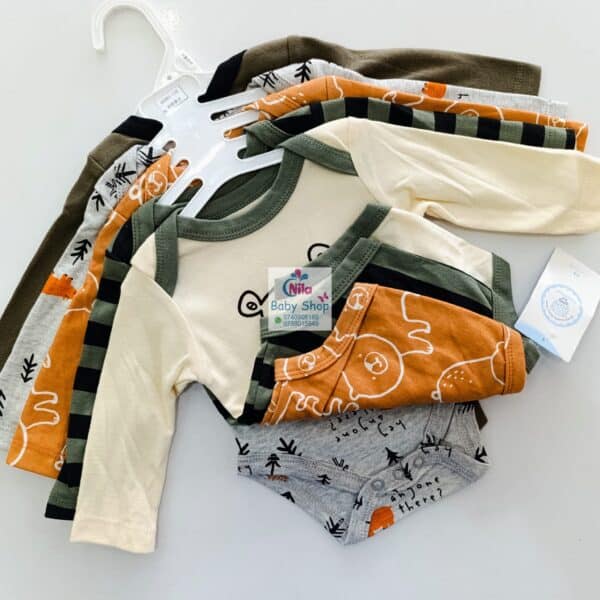 5 Pieces Set Of Long Sleeved Baby Boy Bodysuits / Onesies - Image 12