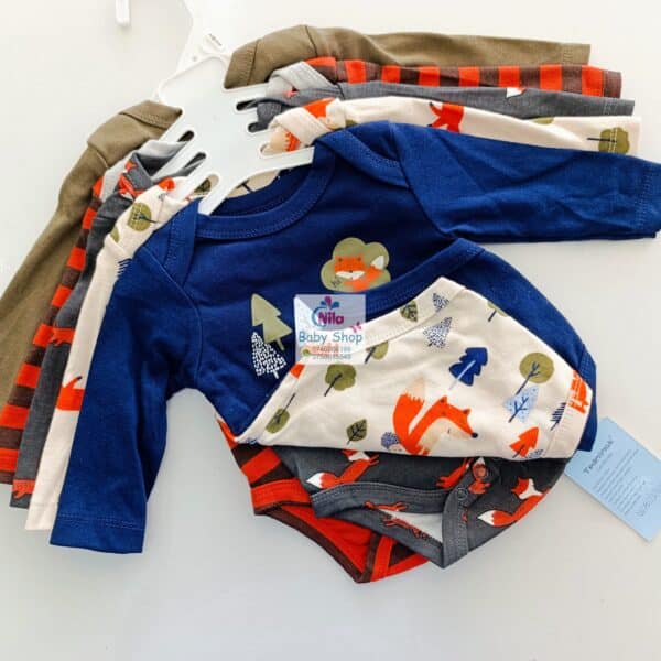 5 Pieces Set Of Long Sleeved Baby Boy Bodysuits / Onesies - Image 7