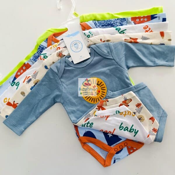 5 Pieces Set Of Long Sleeved Baby Boy Bodysuits / Onesies - Image 6