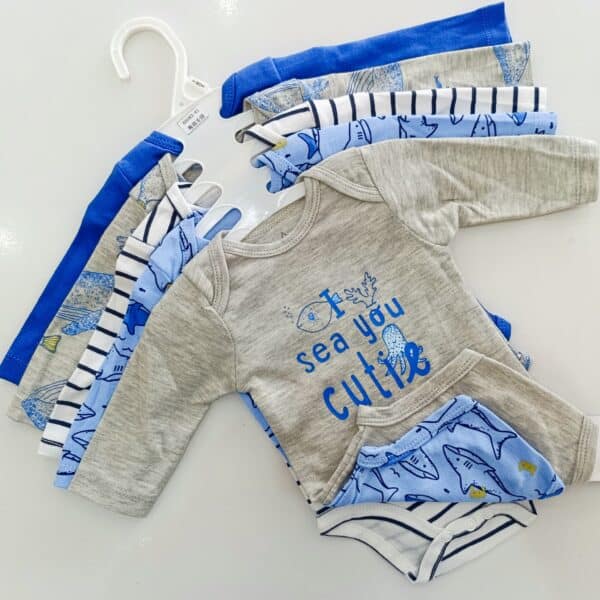 5 Pieces Set Of Long Sleeved Baby Boy Bodysuits / Onesies - Image 10