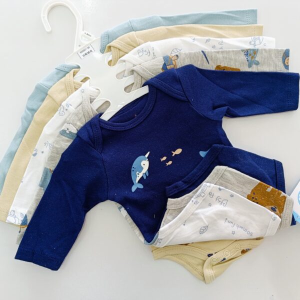 5 Pieces Set Of Long Sleeved Baby Boy Bodysuits / Onesies - Image 8