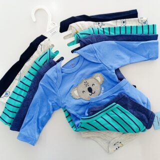 5 Pieces Set Of Long Sleeved Baby Boy Bodysuits / Onesies