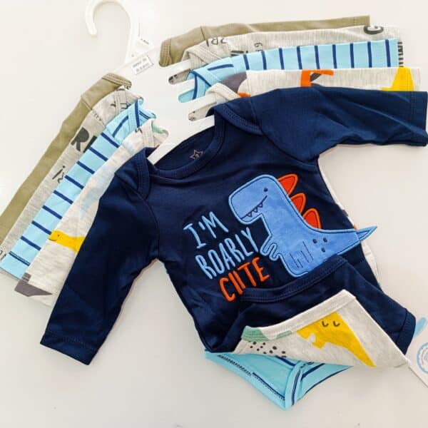 5 Pieces Set Of Long Sleeved Baby Boy Bodysuits / Onesies - Image 5