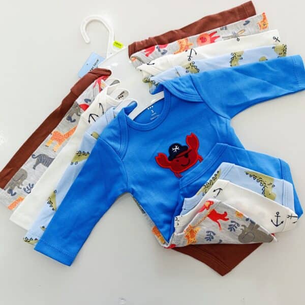 5 Pieces Set Of Long Sleeved Baby Boy Bodysuits / Onesies - Image 4