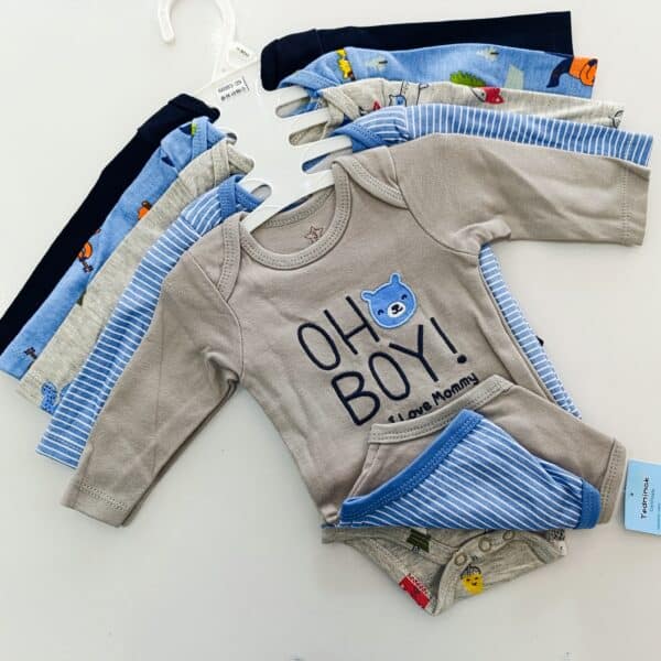 5 Pieces Set Of Long Sleeved Baby Boy Bodysuits / Onesies - Image 3