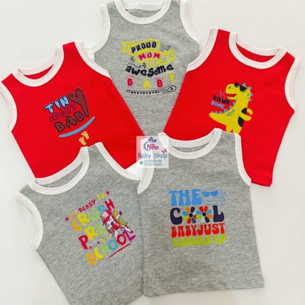 5-Pack Cotton Cartoon Vest Sleeveless Top - Image 3