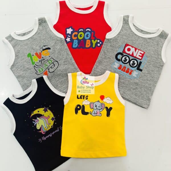 5-Pack Cotton Cartoon Vest Sleeveless Top - Image 4