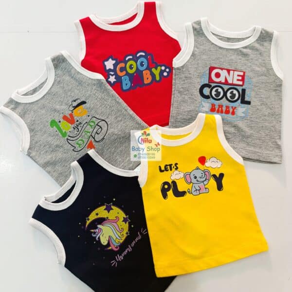 5-Pack Cotton Cartoon Vest Sleeveless Top - Image 2