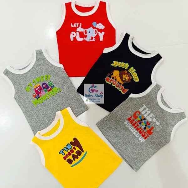 5-Pack Cotton Cartoon Vest Sleeveless Top - Image 6