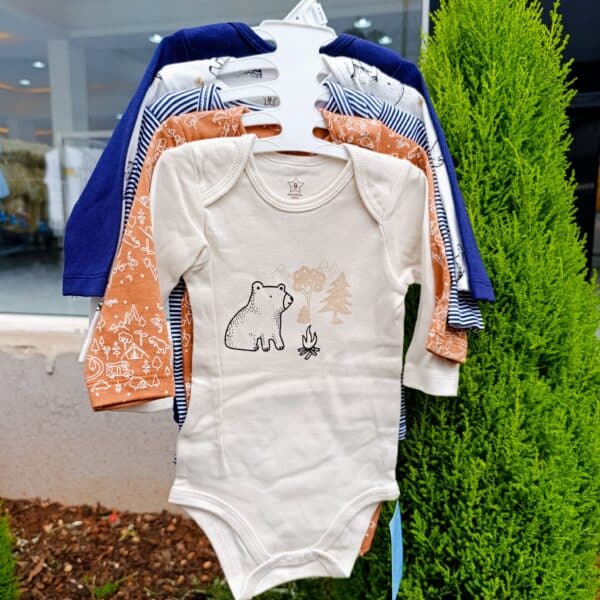 5 Pieces Set Of Long Sleeved Baby Boy Bodysuits / Onesies - Image 2