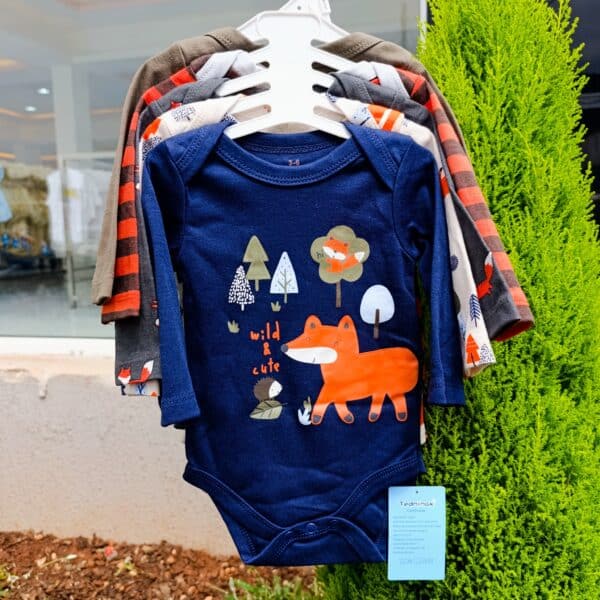 5 Pieces Set Of Long Sleeved Baby Boy Bodysuits / Onesies - Image 3