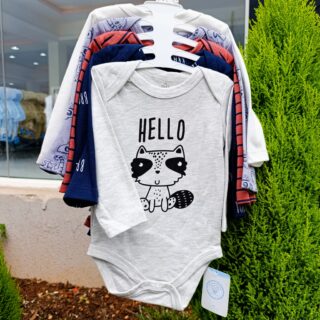 5 Pieces Set Of Long Sleeved Baby Boy Bodysuits / Onesies