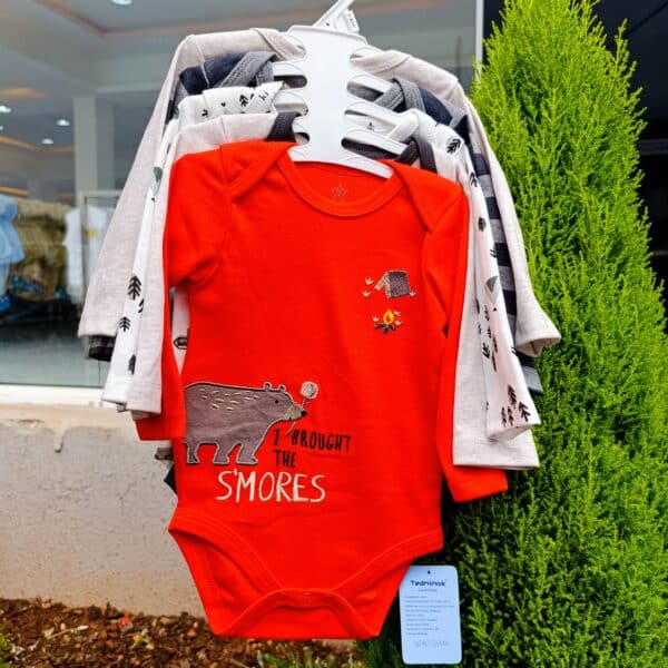 5 Pieces Set Of Long Sleeved Baby Boy Bodysuits / Onesies - Image 5