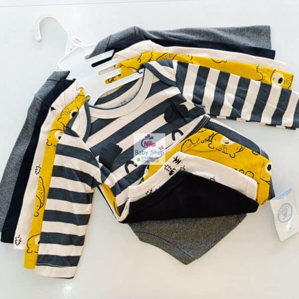 5 Pieces Set Of Long Sleeved Baby Boy Bodysuits / Onesies - Image 9