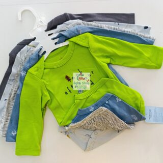 5 Pieces Set Of Long Sleeved Baby Boy Bodysuits / Onesies