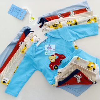 5 Pieces Set Of Long Sleeved Baby Boy Bodysuits / Onesies