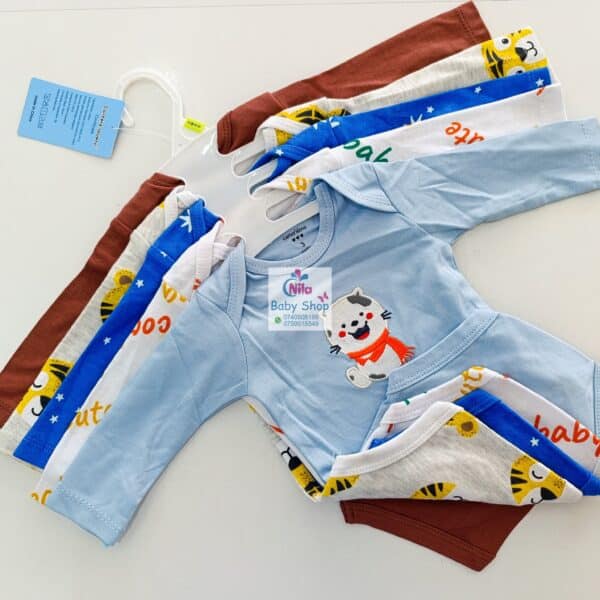5 Pieces Set Of Long Sleeved Baby Boy Bodysuits / Onesies - Image 11
