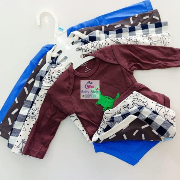 5 Pieces Set Of Long Sleeved Baby Boy Bodysuits / Onesies - Image 8