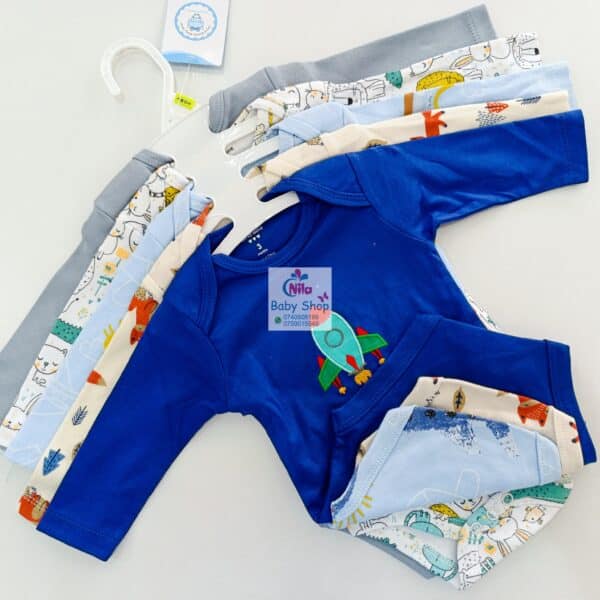 5 Pieces Set Of Long Sleeved Baby Boy Bodysuits / Onesies - Image 3