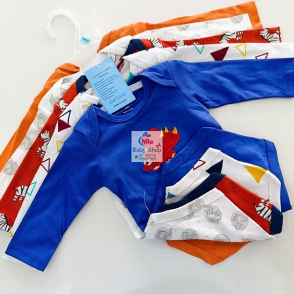 5 Pieces Set Of Long Sleeved Baby Boy Bodysuits / Onesies - Image 2