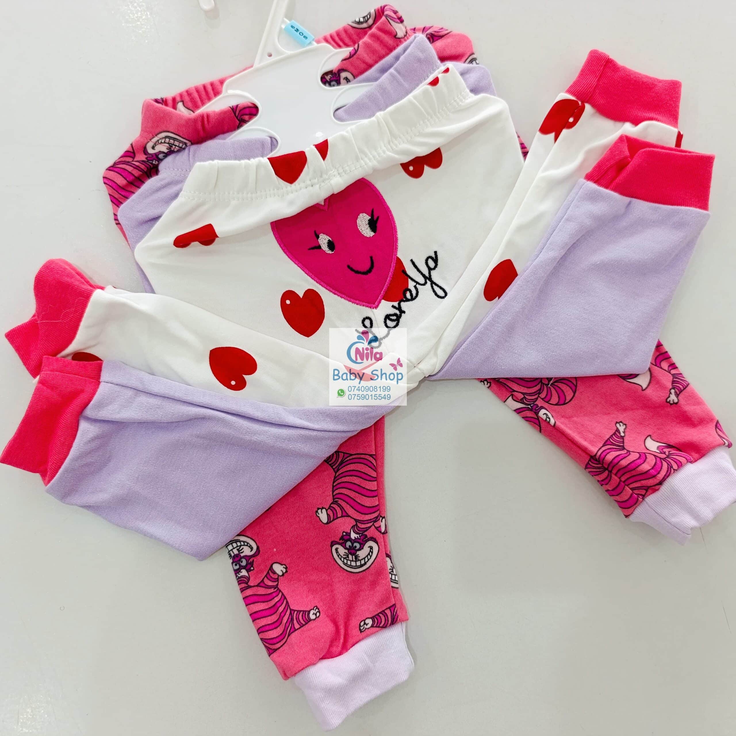 3pc Cotton Baby Girl Trousers
