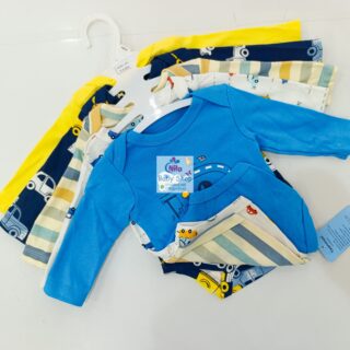 5 Pieces Set Of Long Sleeved Baby Boy Bodysuits / Onesies