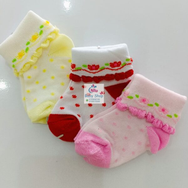 3 Piece Cute Cotton Socks (Girls) - Image 2