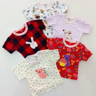 5Pcs Newborn Baby Girl Short Sleeve Animated T-Shirts
