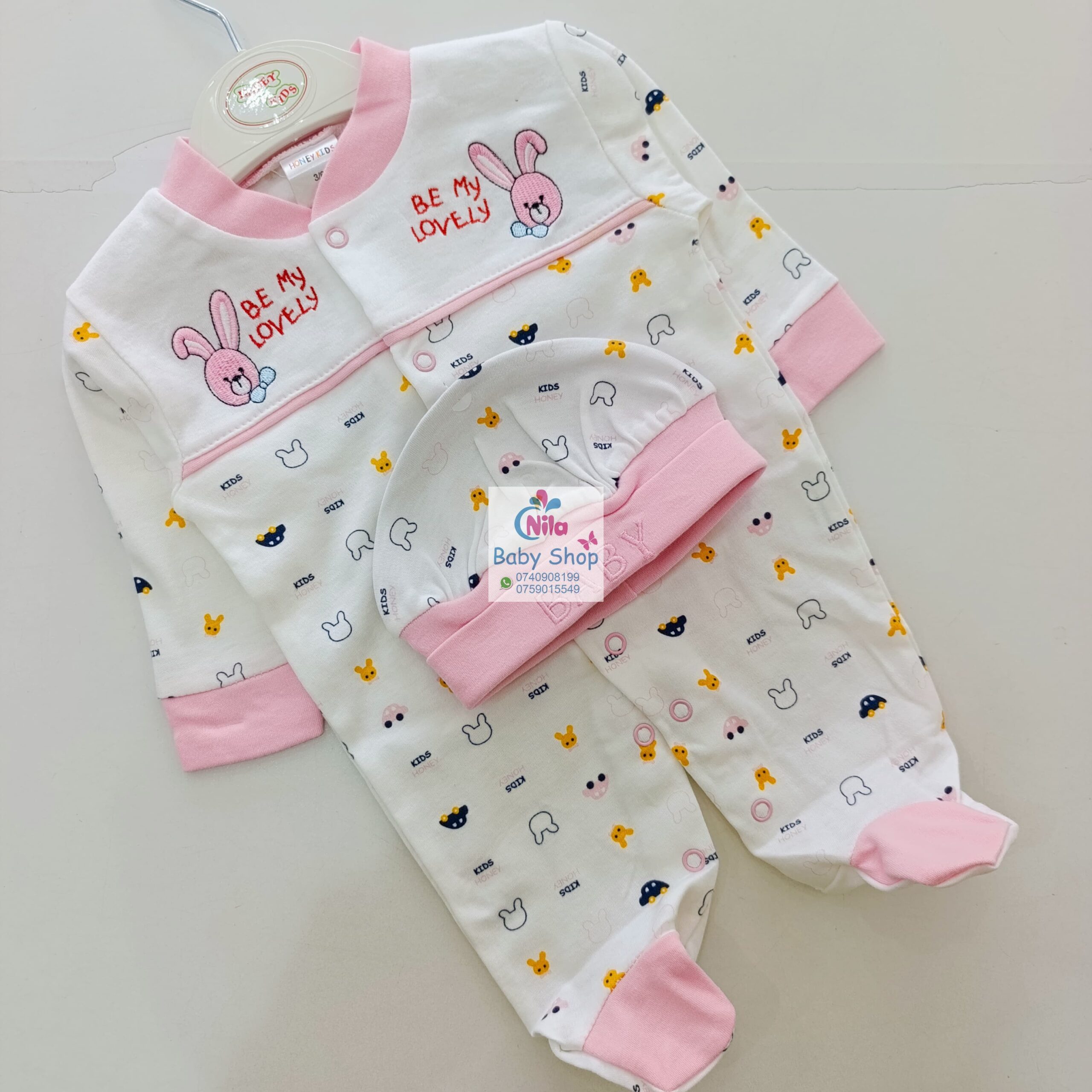 Newborn Baby 2PC Receiving Set Romper + Hat - Image 3